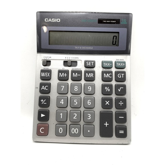 Casio Other - Casio DM-1200TE Desktop Calculator 12 Digit Solar Battery Two Way‎ Power Silver